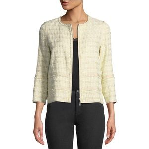 Lafayette 148 Aisha Cloud Tweed Zip Up Blazer Jacket Size XL